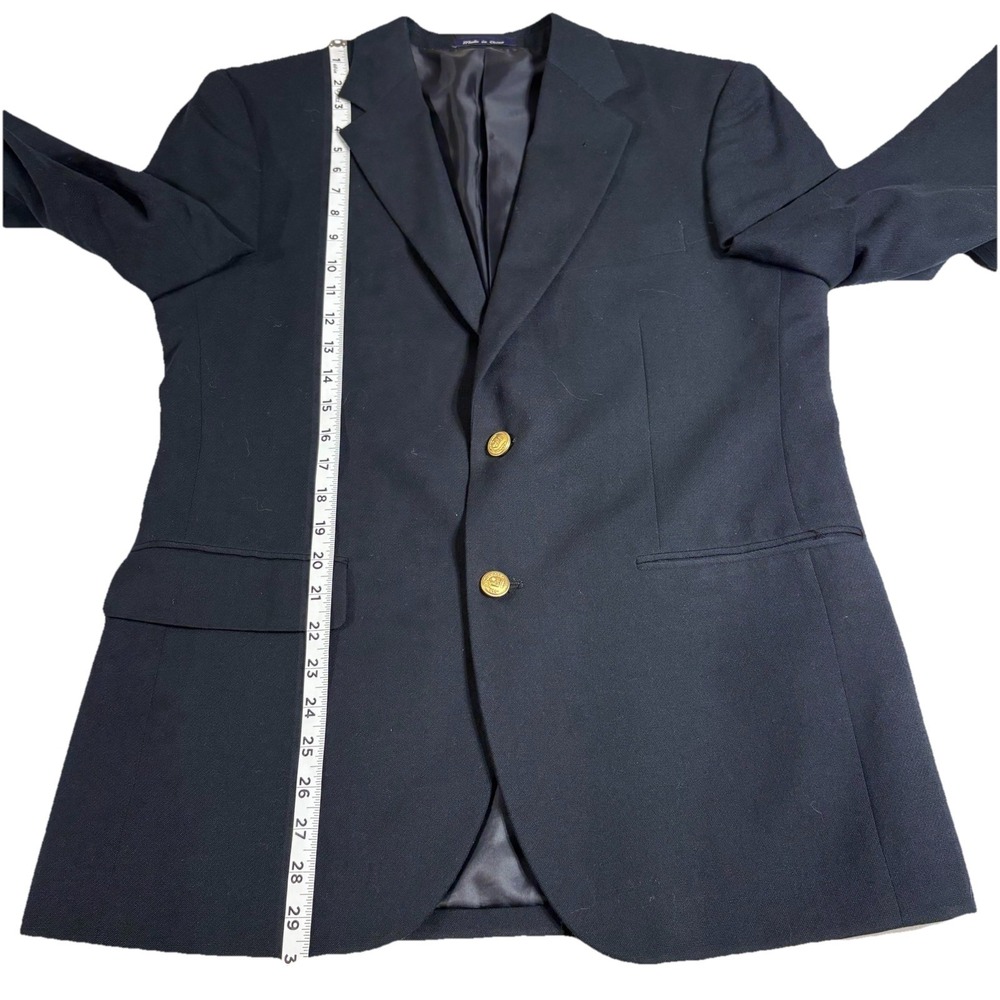 Alan Flusser Blazer Mens‎ 40S Black Two Button Gold Buttons Sport Coat Jacket - Picture 6 of 6